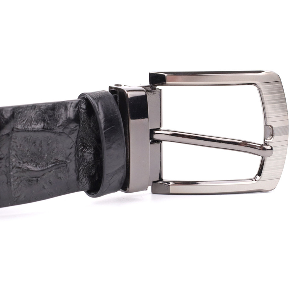 Ремінь чоловічий CROCODILE LEATHER 18008 з натуральної шкіри крокодила Чорний Київ - фото 7