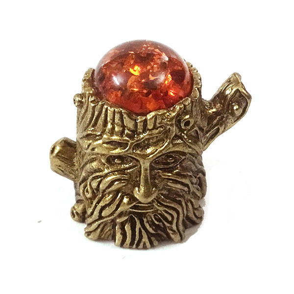 Наперсток бронзовий сувенір з бурштином Пень Київ - фото 1