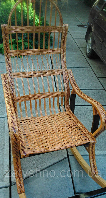 Плетене крісло качалка із лози | крісло-гойдалка для відпочинку садова для дачі Київ - фото 5