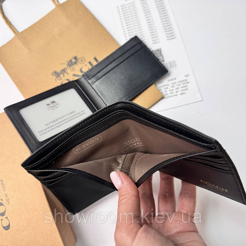 Мужское брендовое портмоне с картхолдером Coach (1381) grey Киев - изображение 6