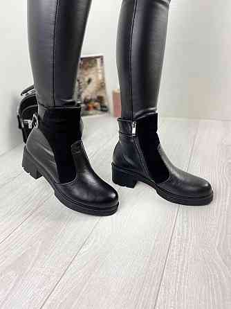 Черевики жіночі Днипро Джулия чорні шкіра+замша натуральна зима 36р.39р.40р. (2370) Коломыя