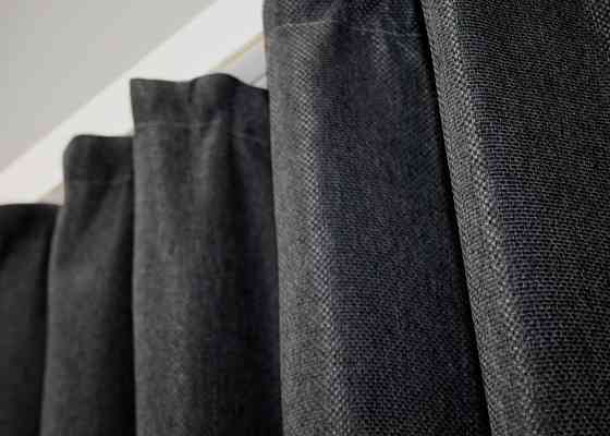 Комплект коротких штор VR-Textil Льон-блекаут Льон Мішковина № 1161ш Графітовий 130х170см 2 шт (35-0100) Київ