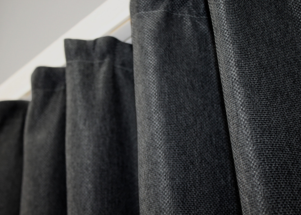 Комплект коротких штор VR-Textil Льон-блекаут Льон Мішковина № 1161ш Графітовий 130х170см 2 шт (35-0100) Київ - фото 5