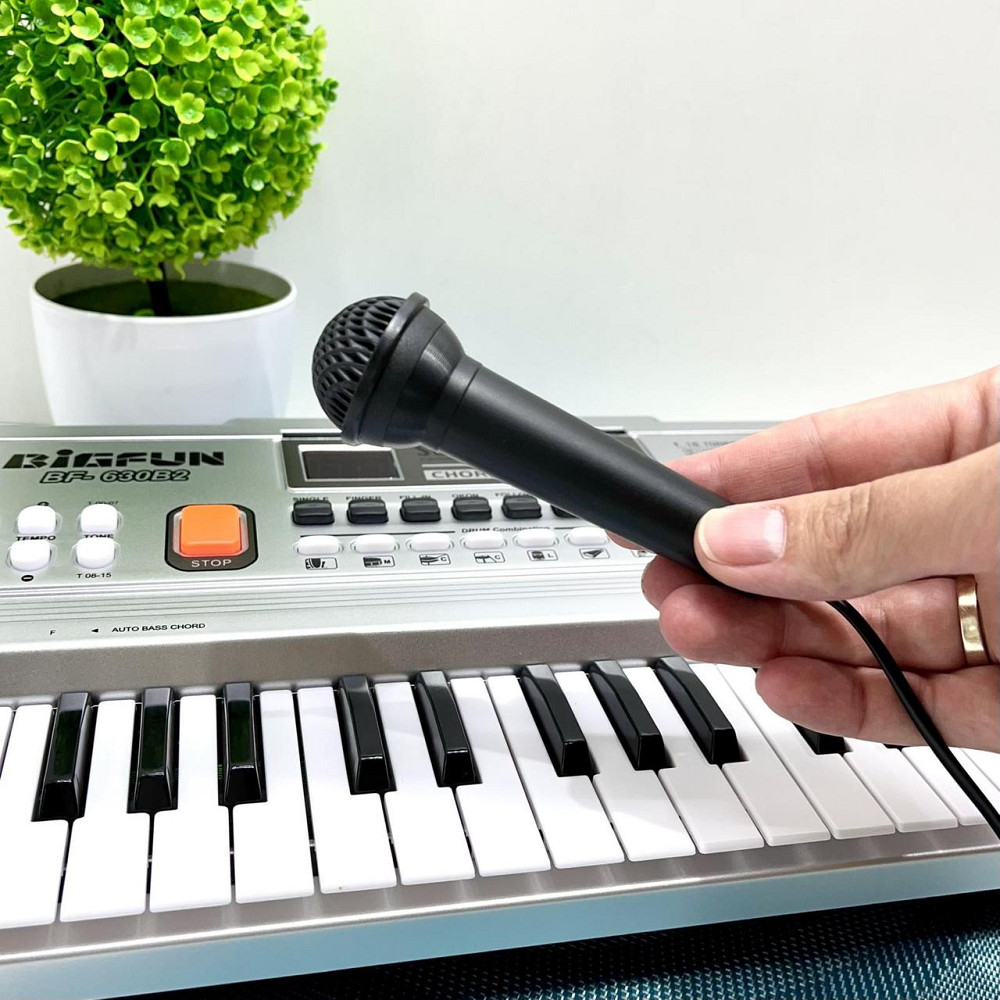 Синтезатор дитячий із мікрофоном 61 клавіша Сірий (BF-630B2) Чернигов - изображение 4