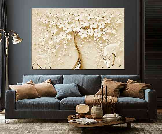 Картина холст в гостиную / спальню  Дерево білі квіти    MLP_21 80x120 см Киев