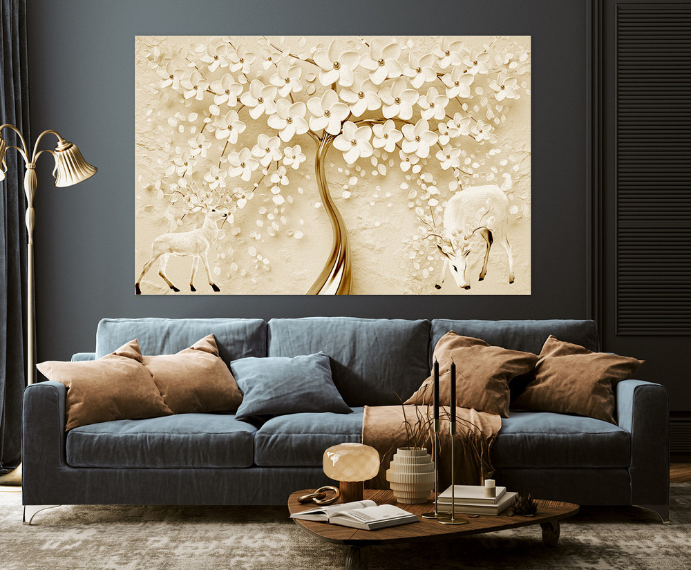 Картина холст в гостиную / спальню  Дерево білі квіти    MLP_21 80x120 см Киев - изображение 3