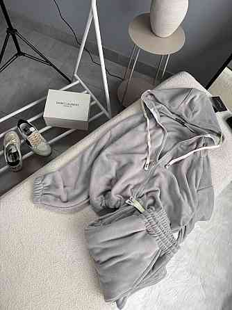 Женский теплый повседневный костюм двойка: кофта и брюки из двухстороннего флиса Серый, 42/46 Одесса