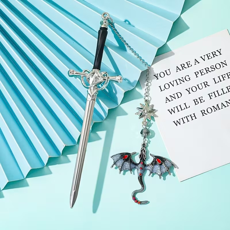 Закладка для книжки меч з драконом – металева, 1 шт, колір рандомний Київ - фото 6