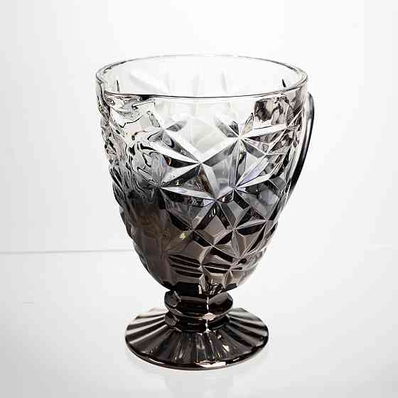 Глечик скляний для компоту 1.2 л ребристий фігурний графин для лимонаду мохіто-сангрії напоїв Сірий HP-19-179 Коломыя