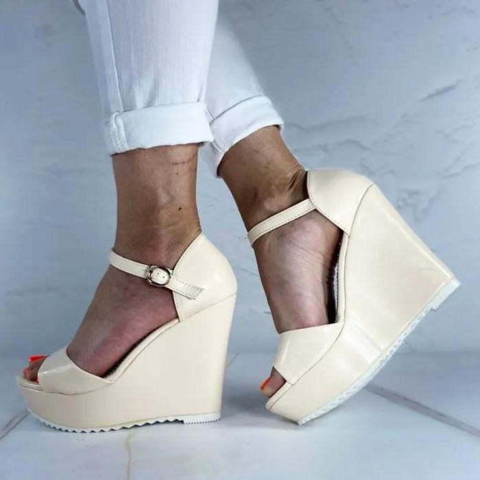 Жіночі Сандалії Босоніжки на Танкетці Платформа Бежеві Літні (розміри: 35,36,37,38,39,40) - 44 Дніпро - фото 5