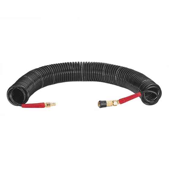 Шланг BLACK M-Flex 5,5×8 мм, 20 м, спіральний поліуретановий, з поворотним шарніром, латунними швидкороз'ємними з'єднаннями, STORM Львов