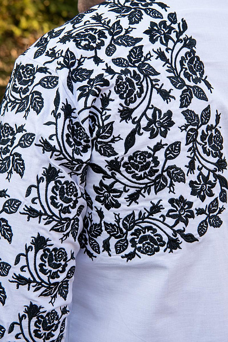 Вышиванка рубашка мужская льняная, белая, лен, вышиванки мужские в Украине Киев - изображение 2