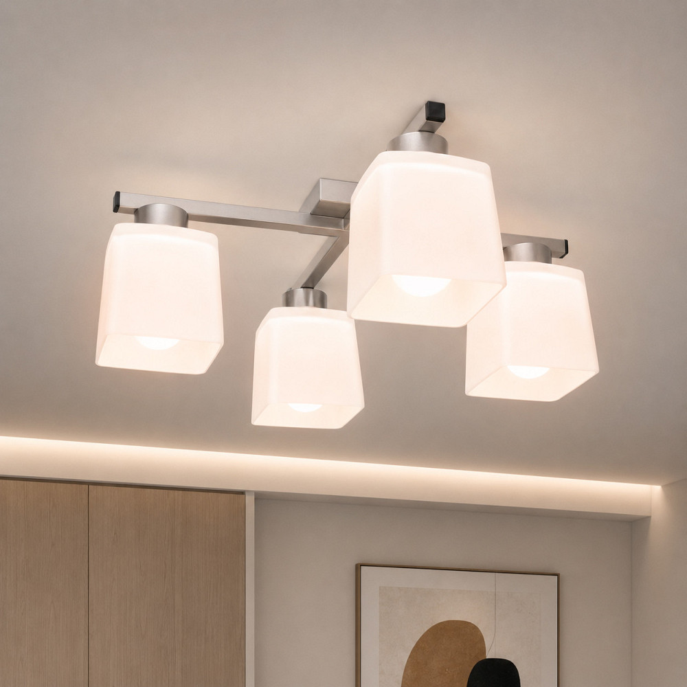 Люстра потолочная на четыре плафона MSK Electric Sakura под лампы Е27 серебро NL 16510-4 SL Одесса - изображение 5