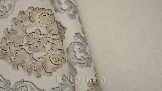Шпалери метрові вінілові на флізеліні Sintra Classic класика вензелю візерунки структурні золотисті на пісочному 500033 Київ