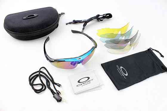 Окуляри з набором для догляду, змінні лінзи 5шт, у твердому чохлі, синьо-чорні НЕ оригінал Київ