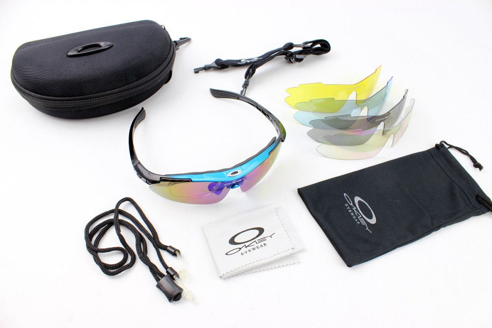 Окуляри з набором для догляду, змінні лінзи 5шт, у твердому чохлі, синьо-чорні НЕ оригінал Київ - фото 1