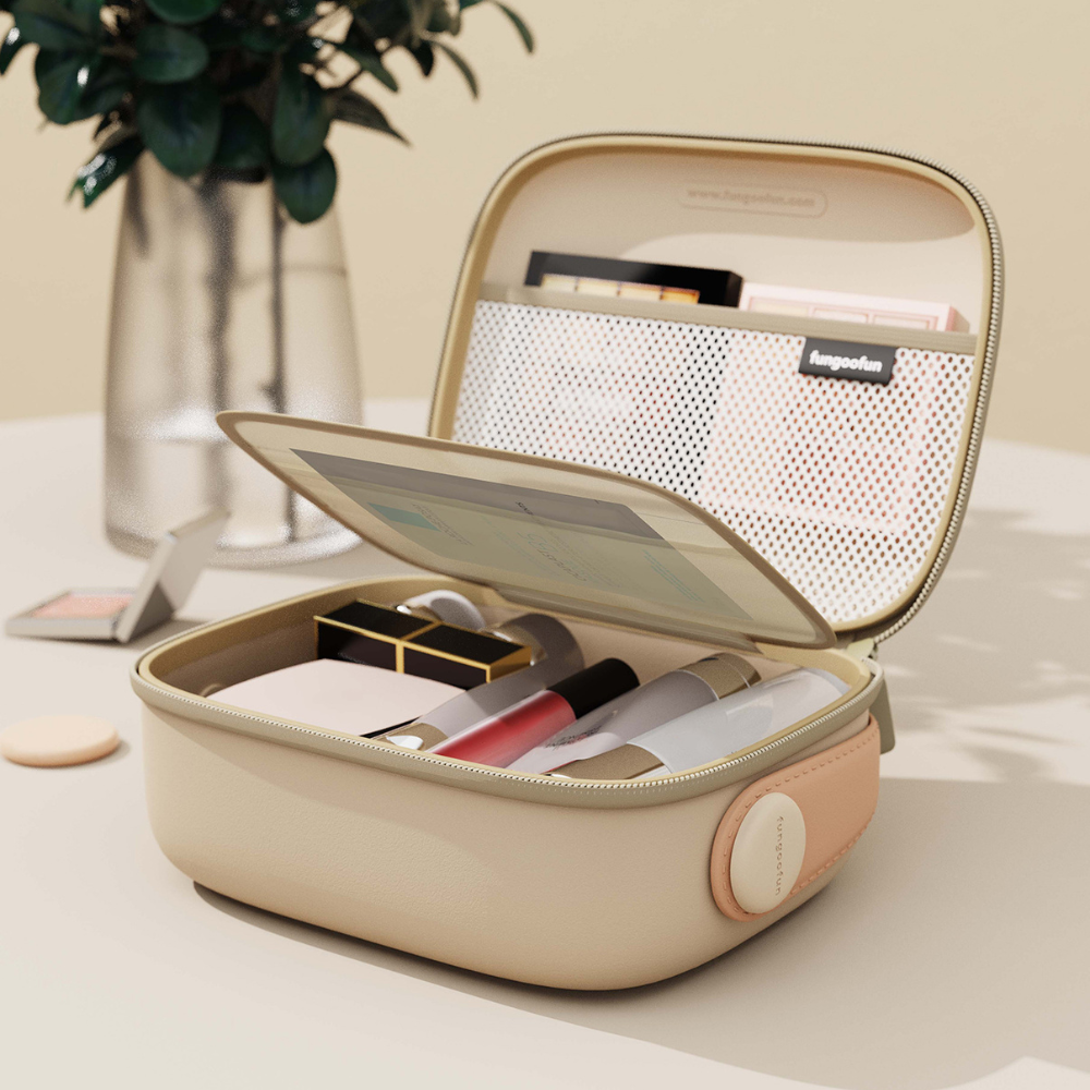 Косметичка Fungoofun силіконова б'юті-чемодан для косметики та аксесуарів, сумочка з ручкою на блискавці, бежева Кам'янець-Подільський - фото 5