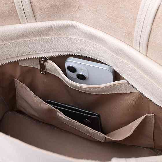 Містка сумка-шоппер з натуральної шкіри Бежева (SHVIGEL) Київ