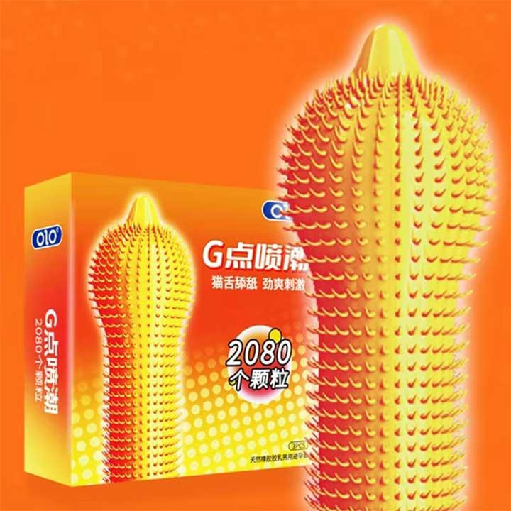 Презервативы ребристые OLO 2080 шипов со стимуляцией точки G и пролонгирующим эффектом 3 шт Винница - изображение 1