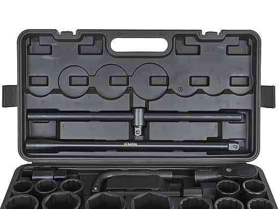 Набір ударних торцевих головок "Keltin" [к-т 26шт]: (3/4" 12-гранні 17-50мм ), (3/4" 6-гранна 36мм, 1" 6-гранні 55-65мм)+аксу Стрий