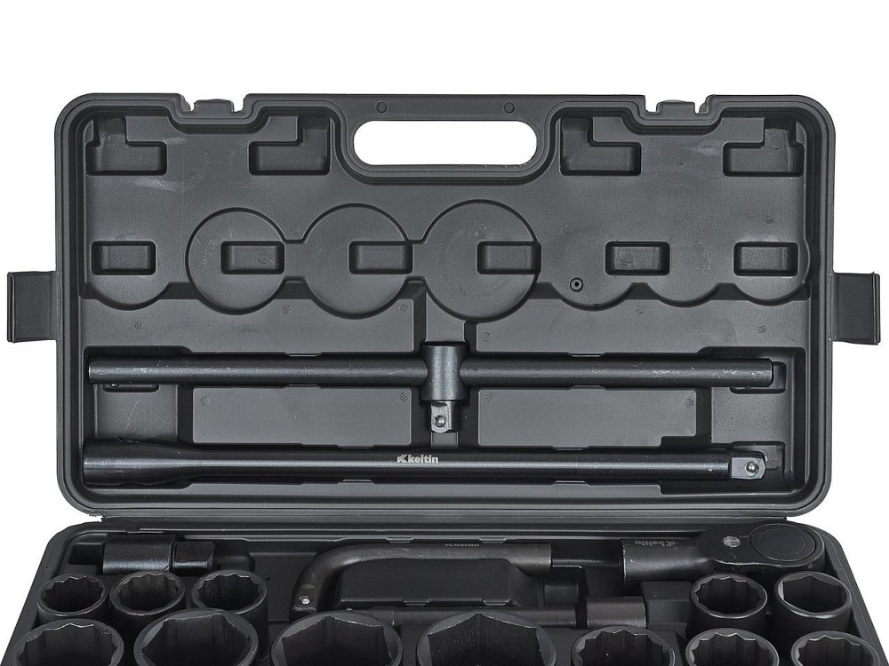 Набір ударних торцевих головок "Keltin" [к-т 26шт]: (3/4" 12-гранні 17-50мм ), (3/4" 6-гранна 36мм, 1" 6-гранні 55-65мм)+аксу Стрый - изображение 6