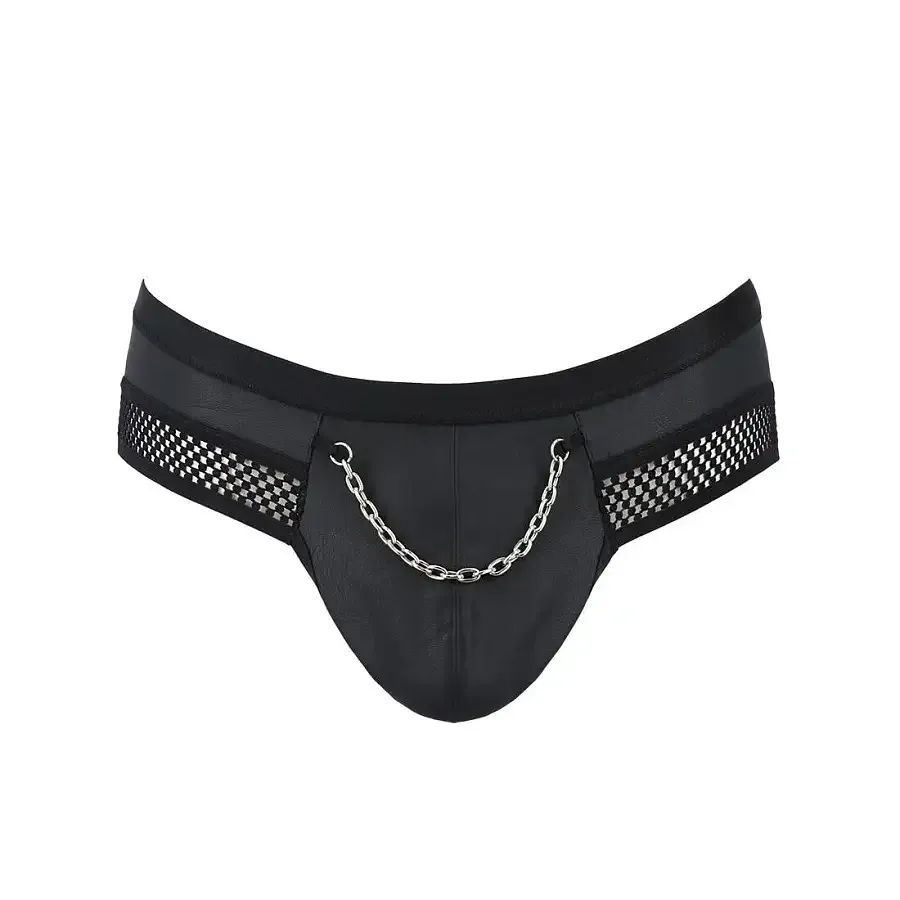 Чоловічі труси з ланцюжком Passion 030 SLIP TOM XXL/XXXL Black, екошкіра, відкриті сідниці Львов - изображение 5