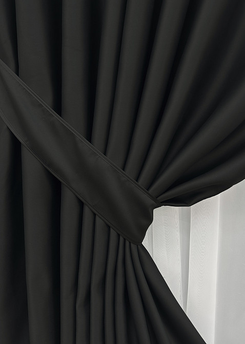Комплект готових штор VR-Textil Bagema Rvs № 1895ш Чорний 140х270 см 2 шт (39-0085) Київ - фото 5