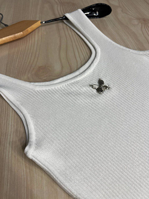 Майка женская A-N 2206 в рубчик с бабочкой, белый, one size Киев - изображение 5