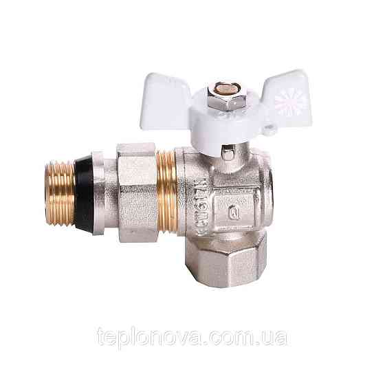 Кран кульовий кутовий з американкою Q PROFESSIONAL QP004 PN40 1/2" антипротічка, Білий метелик Чернівці