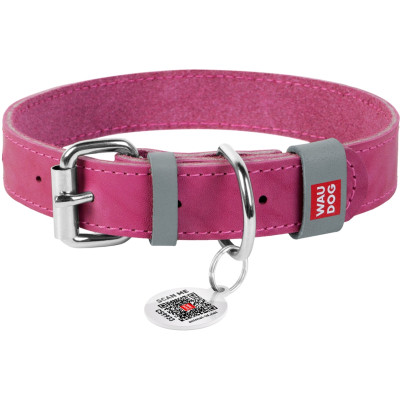 Ошейник для животных WAUDOG Classic кожаный 20 мм х 30-39 см розовый (02177) Винница - изображение 1