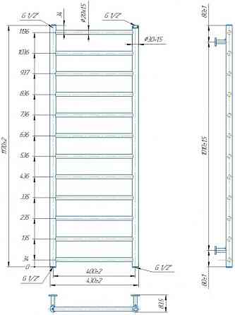 Водяной полотенцесушитель Mario INOX Флет 1170х430/400 Киев