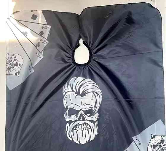 Парикмахерская накидка со стильным принтом для стрижки и покраски 140 на 160 см черный Киев