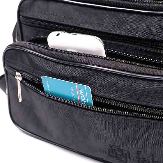 Удобная мужская сумка на плечо из качественного полиэстера Черный (FABRA) Киев