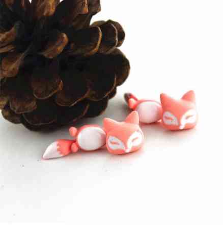 Серьги Лисички детские 35 мм персиковый Киев