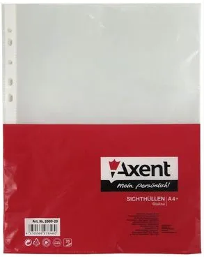 Файл A4 "Axent" прозорий глянцевий 50мкм,  (100 шт.), D1007, шт Київ - фото 1