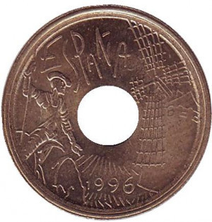 Кастилія — Ла-Манча. Дон Кіхот. Монета 25 песет. 1996 рік, Іспанія.(Г) Полтава - фото 1