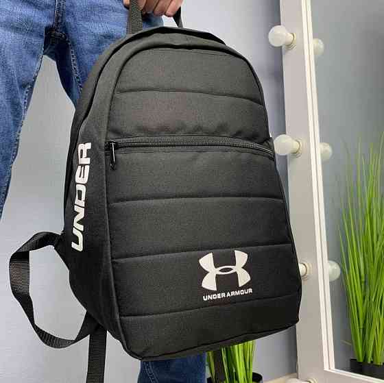 Рюкзак спортивный мужской городской черный Андер Армор Белый значок, молодежный вместительный рюкзакMasterSem Киев