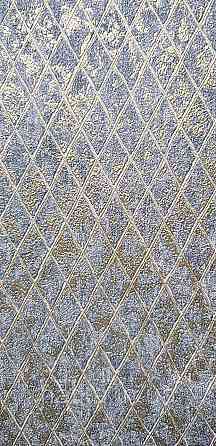 Шпалери вінілові на флізеліні Marburg Aura метрові смуги сіточкою структурні золотисті на чорному Київ