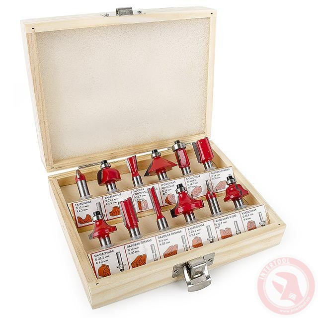 Набор фрез по дереву 12 ед. INTERTOOL HT-0071 Коломыя - изображение 2