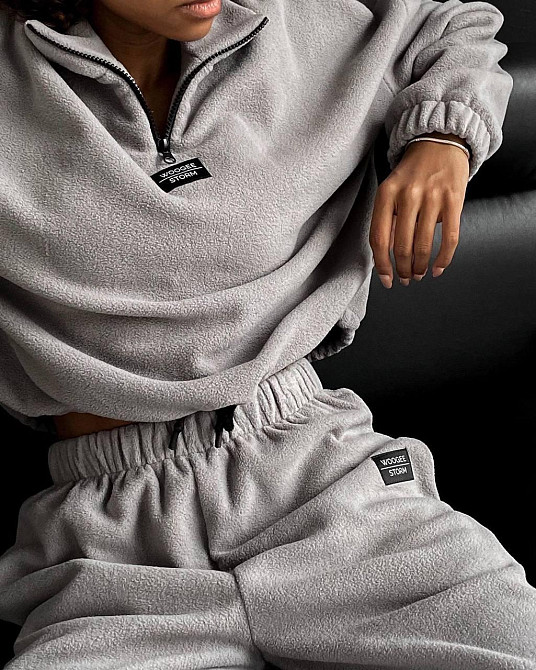 Женский теплый прогулочный костюм двойка из двухстороннего плотного флиса Серый, 44/46 Одесса - изображение 3