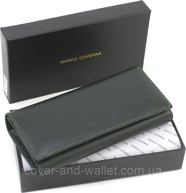 Класичний жіночий гаманець на магнітній застібці зеленого кольору Marco Coverna Київ - фото 10