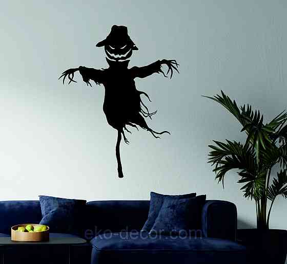 Декоративне настінне Панно «Пугало. Гелловін », Декор на стіну 70*55 см, Чорний Київ