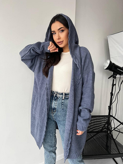 Женский модный вязаный кардиган с капюшоном. 44-54р. Киев - изображение 10