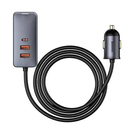 Автомобільний зарядний пристрій Baseus Share Together PPS multi-port Fast charging with extension cord 120W 2U+2C Gray CCBT-A0G Одеса