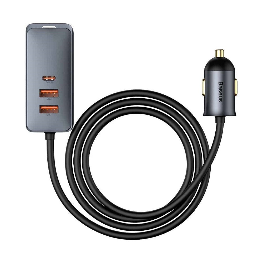 Автомобільний зарядний пристрій Baseus Share Together PPS multi-port Fast charging with extension cord 120W 2U+2C Gray CCBT-A0G Одеса - фото 6