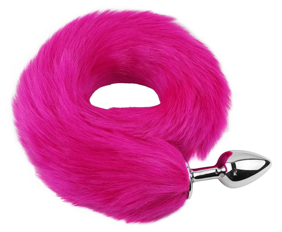 Анальна пробка з хвостом EGZO - Fox Tail Silver Plug Crimson, size S Sex Aura Київ - фото 1