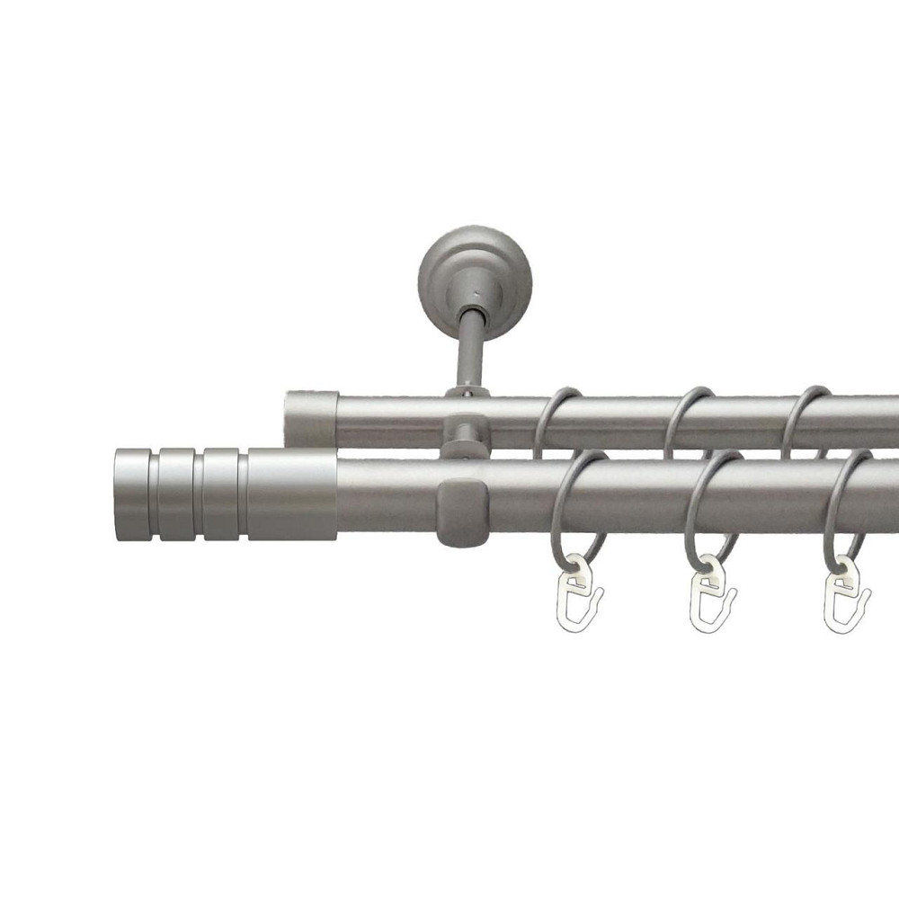 Карниз Orvit Модуло металевий дворядний відкритий гладка труба кільце металеве Сатин 25\19 мм 240 см Львов - изображение 1