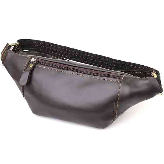 Мужская сумка-бананка компактного размера из натуральной гладкой кожи Shvigel 23126 Коричневый Киев