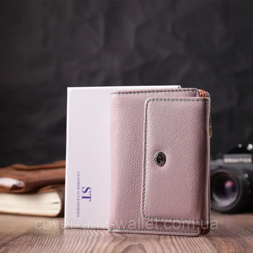 Модний гаманець для жінок рожевого кольору середнього розміру ST Leather Київ - фото 7