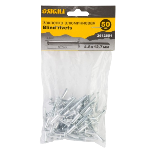 Заклепка алюмінієва 4,8*12,70мм 50шт Standart SIGMA Житомир